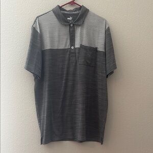 Puma Gray Textured Polo Shirt
